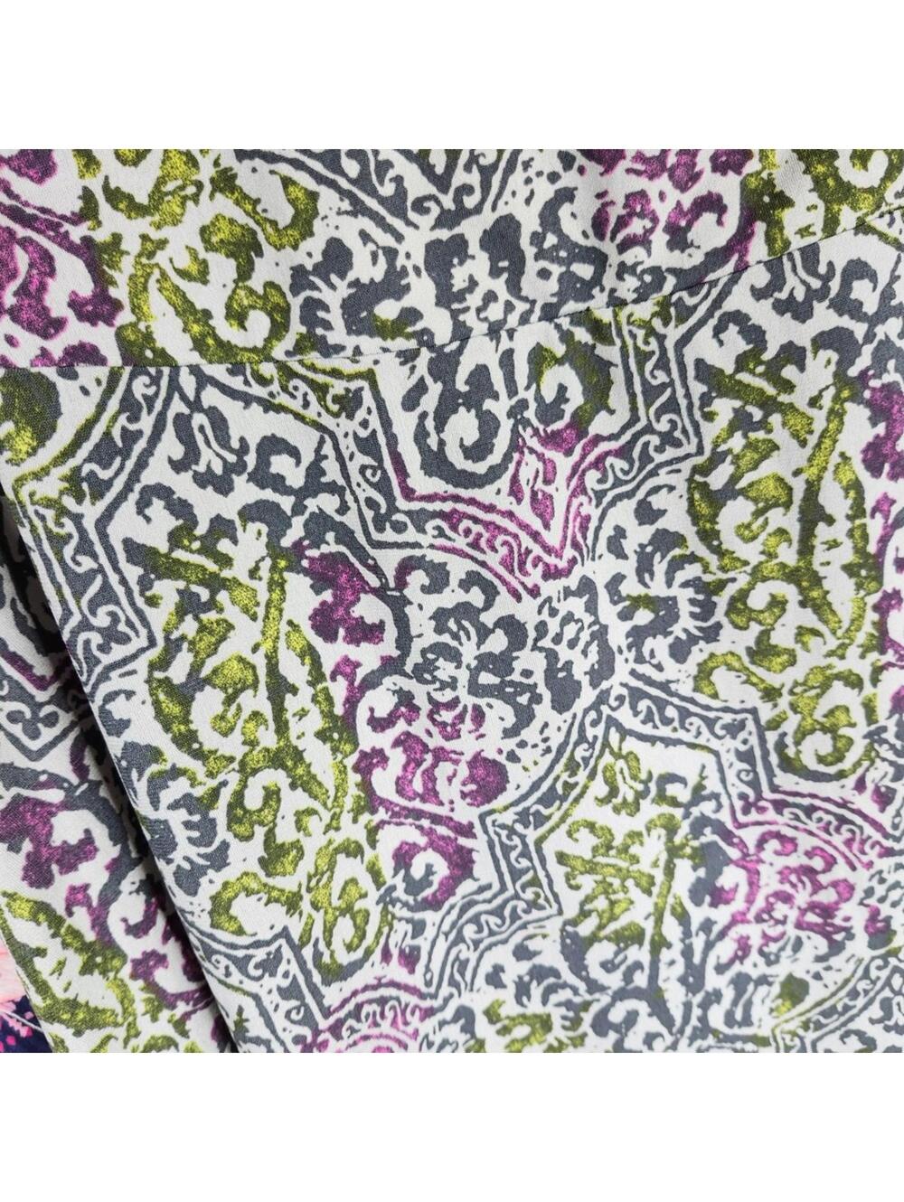 Jones Wear XL Maxi Skirt Green Purple Medallion Print Pull-On Travel Skirt